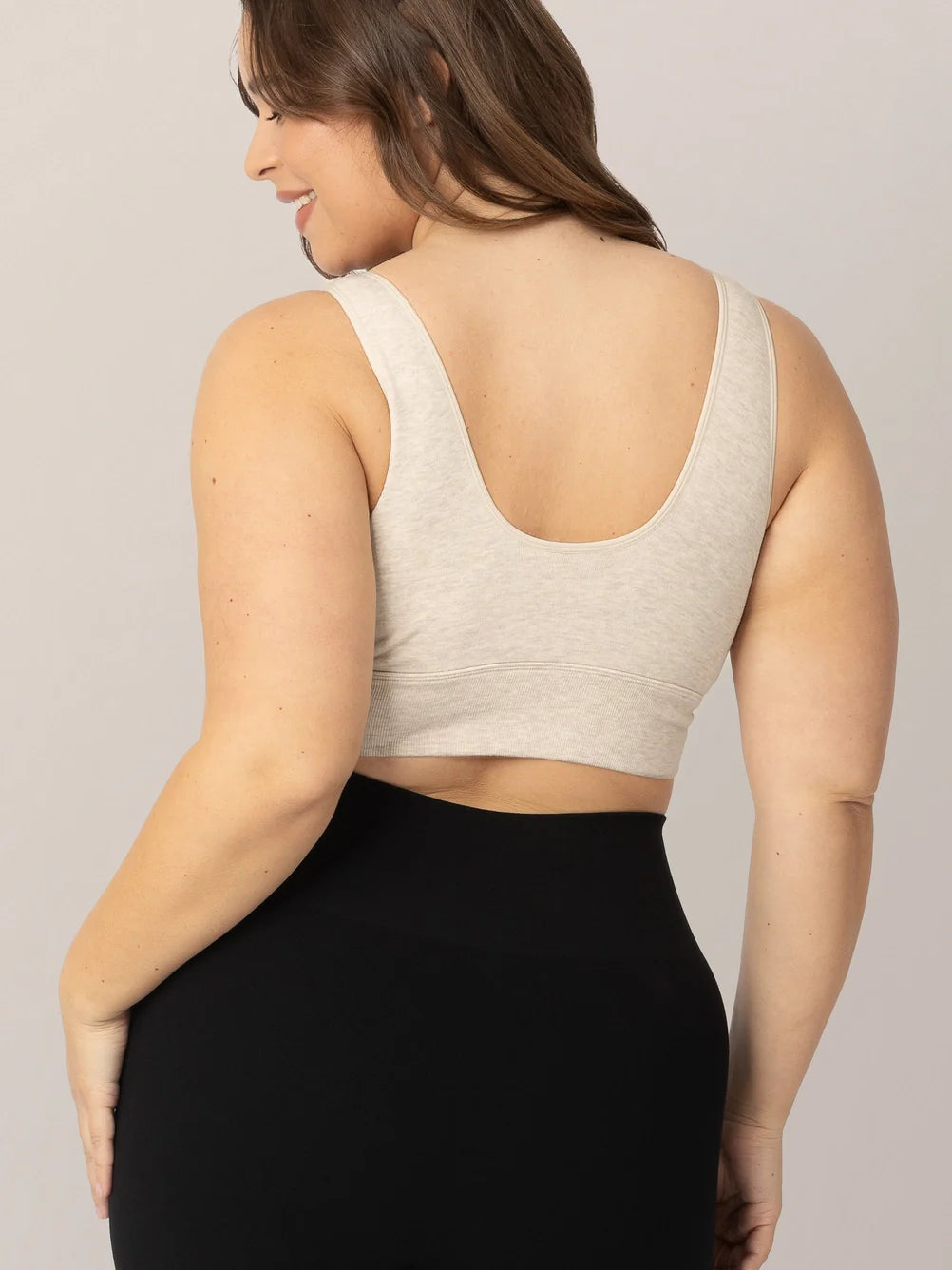 Kindred Bravely Sublime Bamboo Nursing & Maternity Plunge Bra - Oatmeal Heather - Donna Bruschi, IBCLC