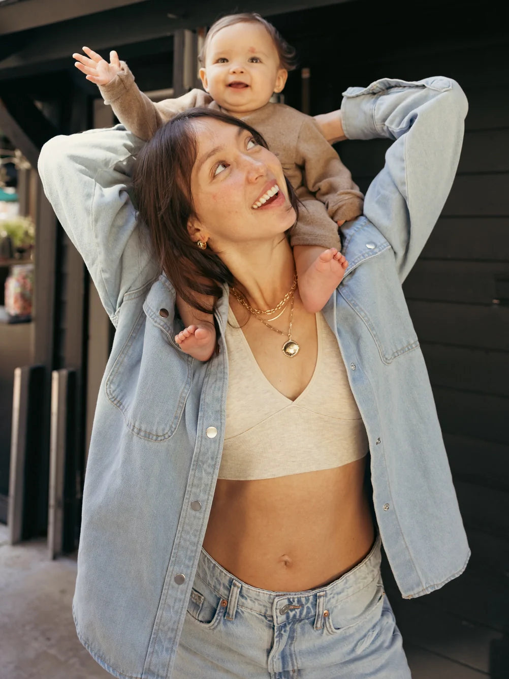 Kindred Bravely Sublime Bamboo Nursing & Maternity Plunge Bra - Oatmeal Heather - Donna Bruschi, IBCLC
