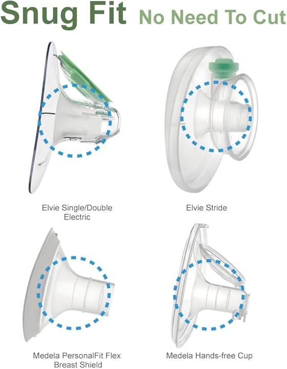 Maymom “SHORT” Silicone Flange Inserts - Compatible with Elvie Single/Double Electric Pump, Elvie Stride (24mm) - New Baby New Paltz