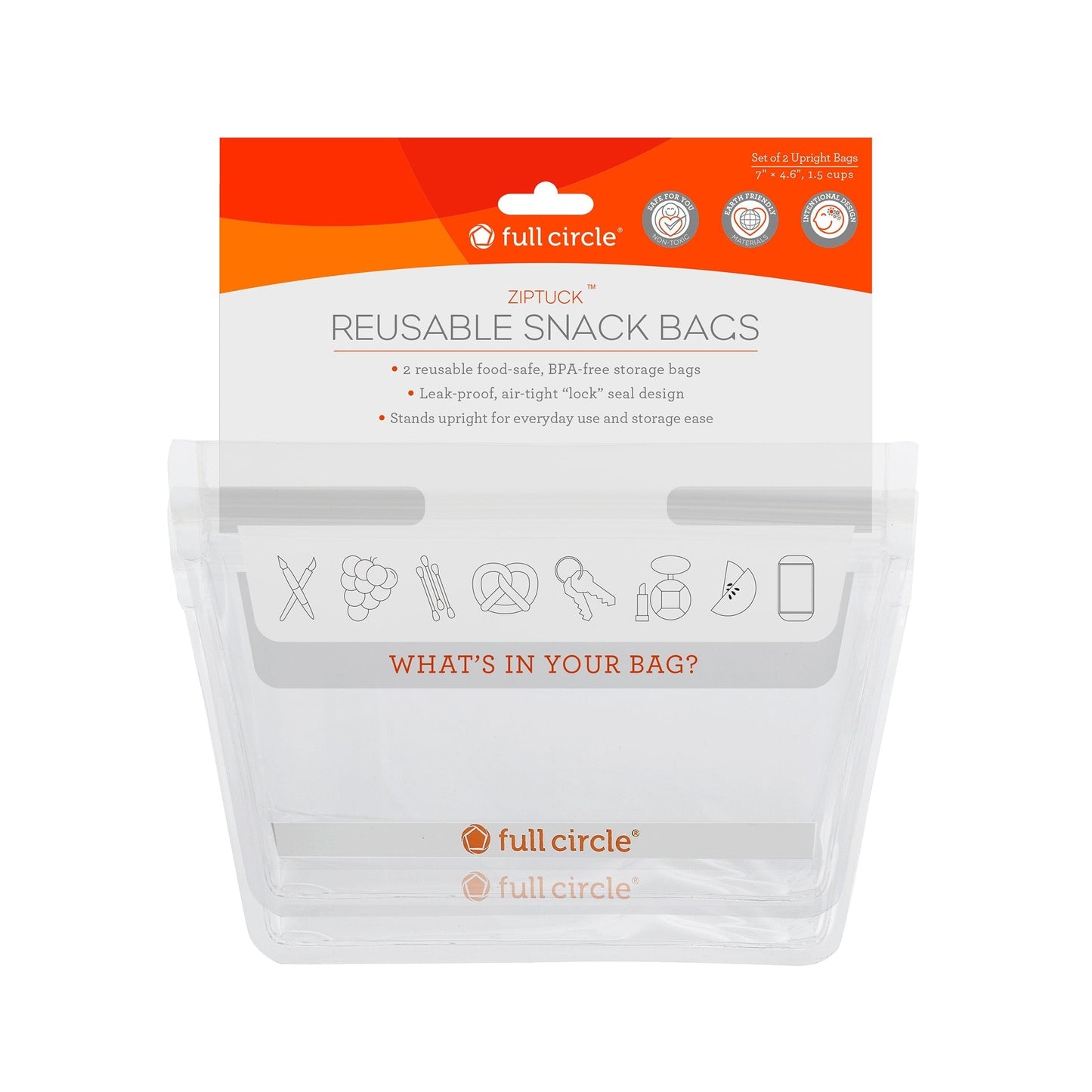 Full Circle Ziptuck Reusable Snack Bags Set of 2